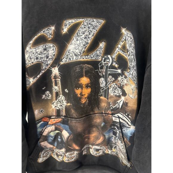 SZA SOS Tour Hoodie Sz small black comfy thick fabric - Picture 4 of 10
